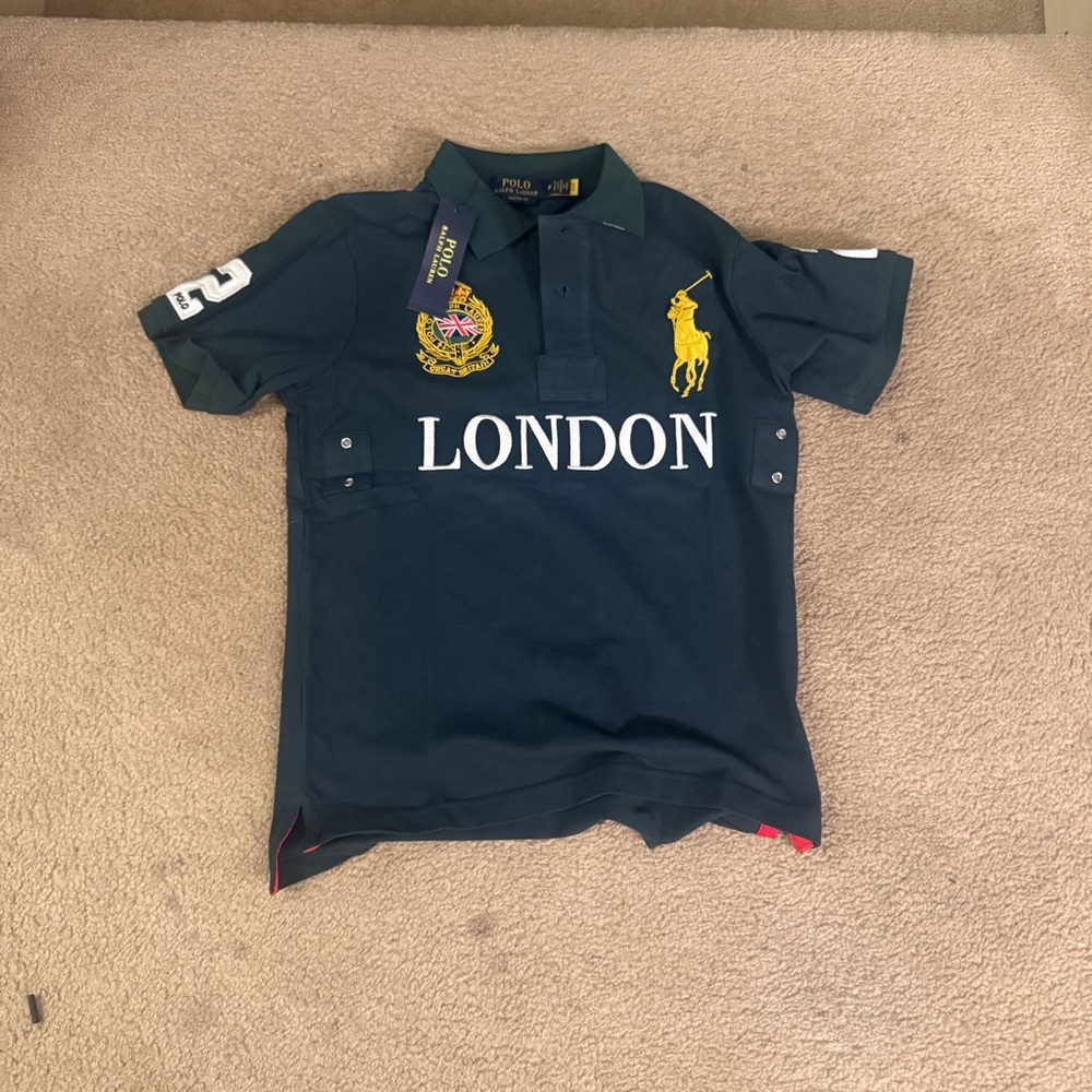 Polo by Ralph Lauren Green Polo with Yellow Crest “LONDON”